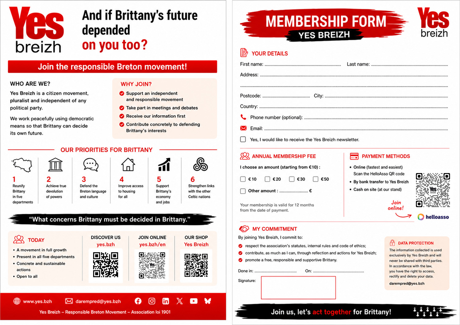 Preview of the Yes Breizh membership form in English